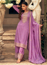 Load image into Gallery viewer, Purple Colour Embroidered Pant Style Suit
