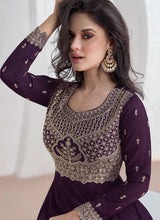 Load image into Gallery viewer, Purple Elegance Reimagined Designer Anarkali Suit
