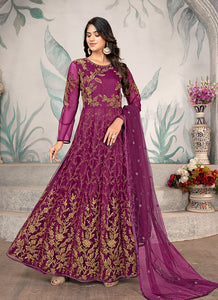 Purple Kalidar Embroidered Designer Anarkali Suit