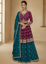 Load image into Gallery viewer, Purple and Teal Embroidered Lehenga Choli
