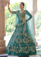 Load image into Gallery viewer, Rama Green Floral Embroidered Stylish Wedding Lehenga fashionandstylish.myshopify.com
