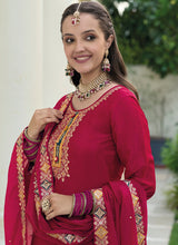 Load image into Gallery viewer, Red Multi Colour Designer Gharara Style Suit
