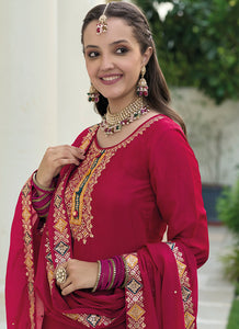 Red Multi Colour Designer Gharara Style Suit