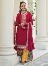 Load image into Gallery viewer, Red Multi Colour Designer Gharara Style Suit

