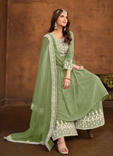 Load image into Gallery viewer, Regal Elegance Green Embroidered Palazzo Style Suit
