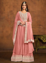Load image into Gallery viewer, Regal Elegance Peach Embroidered Palazzo Style Suit
