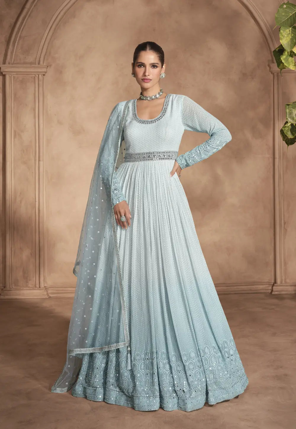 Royal Blue Embroidered Anarkali Gown