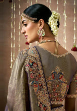 Load image into Gallery viewer, Royal Charm Grey Embroidered Wedding Saree
