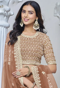 Royal Embroidered Brown Lehenga for the Modern Maharani