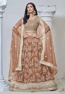 Royal Embroidered Brown Lehenga for the Modern Maharani