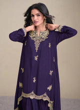 Load image into Gallery viewer, Royal Purple Ethnic Dhoti Style Pant Suit
