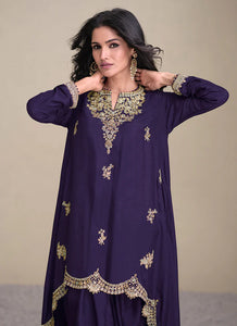 Royal Purple Ethnic Dhoti Style Pant Suit