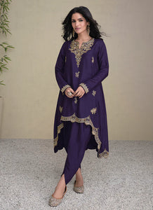 Royal Purple Ethnic Dhoti Style Pant Suit