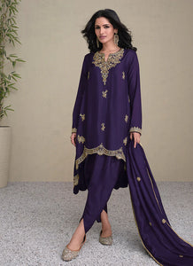 Royal Purple Ethnic Dhoti Style Pant Suit