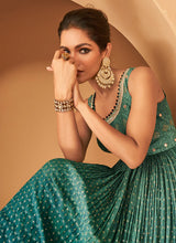 Load image into Gallery viewer, Shaded Teal Heavy Embroidered Anarkali Suit
