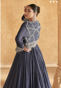 Sophisticated Embroidered Blue Anarkali Gown