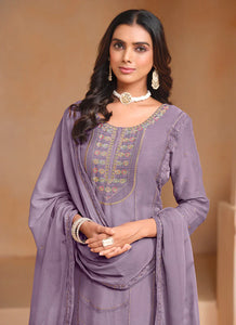 Sophisticated Embroidered Lilac Salwar Suit