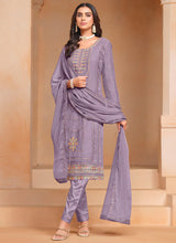 Load image into Gallery viewer, Sophisticated Embroidered Lilac Salwar Suit
