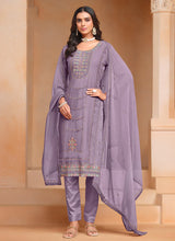 Load image into Gallery viewer, Sophisticated Embroidered Lilac Salwar Suit
