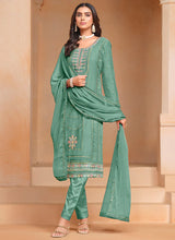 Load image into Gallery viewer, Sophisticated Embroidered Sea Green Salwar Suit
