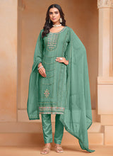 Load image into Gallery viewer, Sophisticated Embroidered Sea Green Salwar Suit
