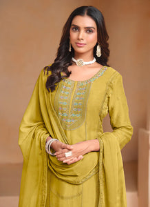 Sophisticated Embroidered Yellow Salwar Suit