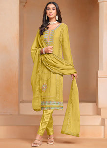 Sophisticated Embroidered Yellow Salwar Suit