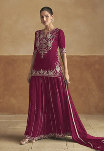 Sophisticated Grace Maroon Embroidered Lehenga