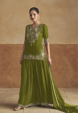 Load image into Gallery viewer, Sophisticated Grace Olive Green Embroidered Lehenga
