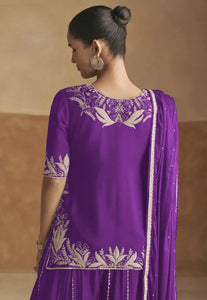 Sophisticated Grace Purple Embroidered Lehenga