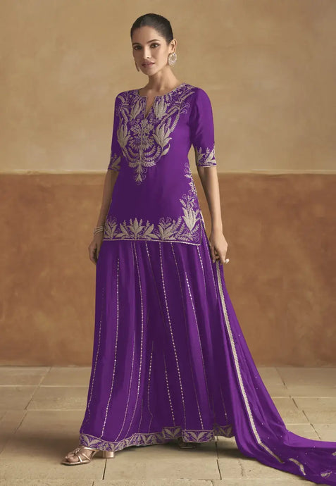 Sophisticated Grace Purple Embroidered Lehenga