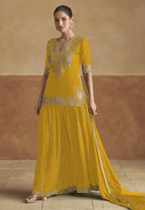 Sophisticated Grace Yellow Embroidered Lehenga