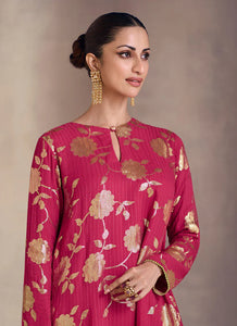 Stitched Serenity Magenta Pink Embroidered Sharara Suit