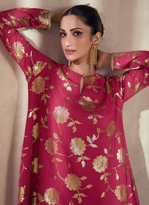 Stitched Serenity Magenta Pink Embroidered Sharara Suit