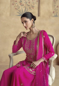 Stunning Embroidered Pink Sharara Ensemble