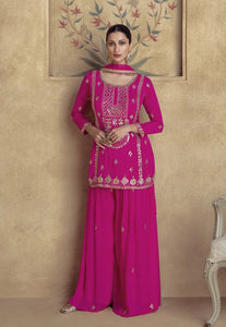 Stunning Embroidered Pink Sharara Ensemble