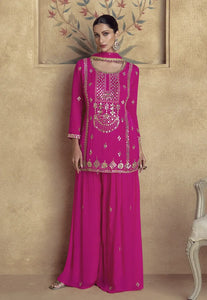 Stunning Embroidered Pink Sharara Ensemble