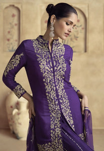 Stunning Embroidered Purple Sharara Ensemble