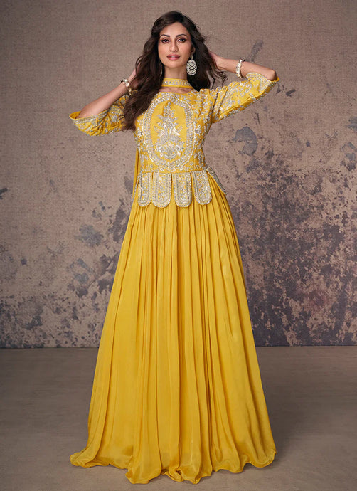 Stunning Embroidered Yellow Anarkali