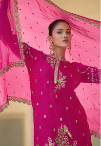 The Embroidered Couture Pink Pant Style Suit