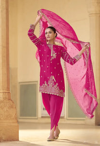 The Embroidered Couture Pink Pant Style Suit