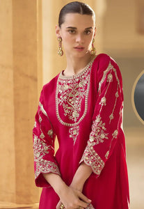 The Embroidered Couture Red Pant Style Suit