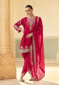 The Embroidered Couture Red Pant Style Suit