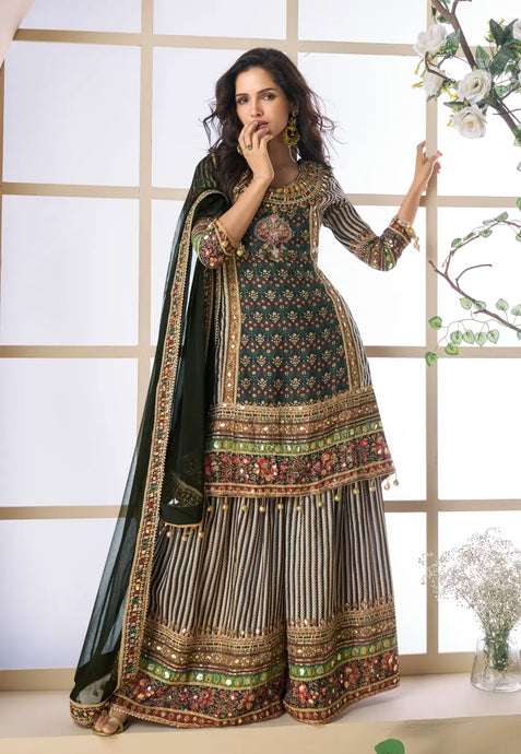 The Multicolor Black Heritage Gharara Ensemble