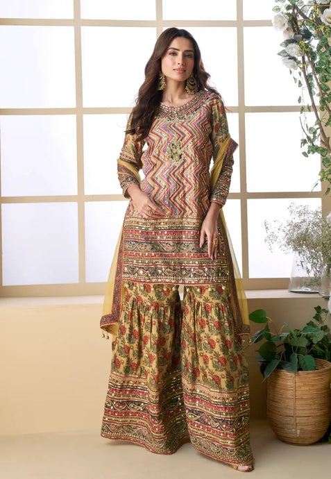 The Multicolor Yellow Heritage Gharara Ensemble