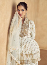 Load image into Gallery viewer, Timeless Cream Embroidered Sharara Style Suit
