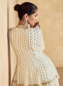 Timeless Cream Embroidered Sharara Style Suit