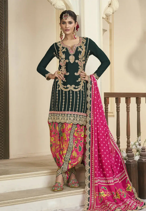 Timeless Grace Embroidered Black-Pink Dhoti Style Outfit