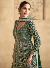 Load image into Gallery viewer, Timeless Grace Green Embroidered Anarkali Gown
