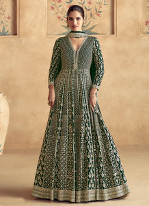 Timeless Grace Green Embroidered Anarkali Gown